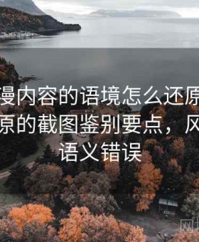 风车动漫内容的语境怎么还原：关于语境还原的截图鉴别要点，风车动漫语义错误