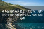 蜂鸟影院相关内容怎么读更稳：把钓鱼链接识别当作复盘方法，蜂鸟影院网络