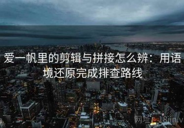 爱一帆里的剪辑与拼接怎么辨：用语境还原完成排查路线