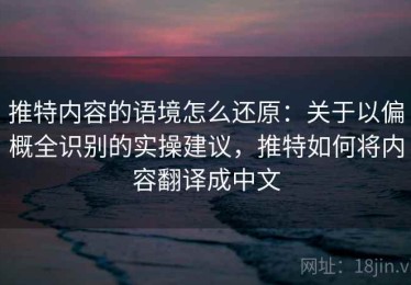 推特内容的语境怎么还原：关于以偏概全识别的实操建议，推特如何将内容翻译成中文