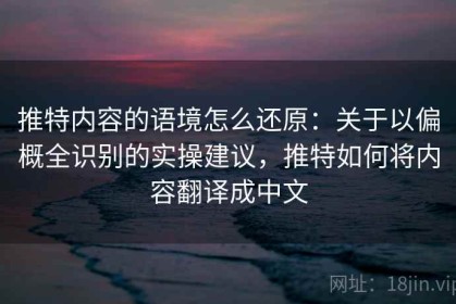 推特内容的语境怎么还原：关于以偏概全识别的实操建议，推特如何将内容翻译成中文