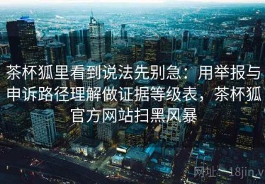 茶杯狐里看到说法先别急：用举报与申诉路径理解做证据等级表，茶杯狐官方网站扫黑风暴