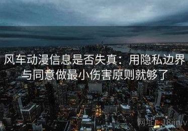 风车动漫信息是否失真：用隐私边界与同意做最小伤害原则就够了